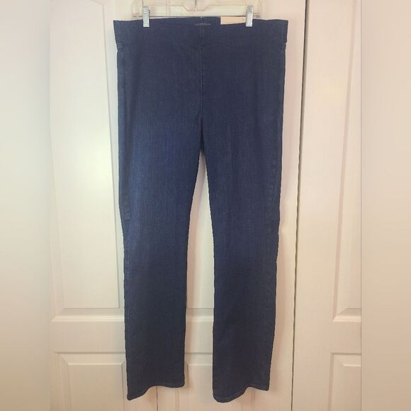 NYDJ Sculpt Her Denim Pull-On Straight Jeans Dark Blue Size 14 - Picture 2 of 16